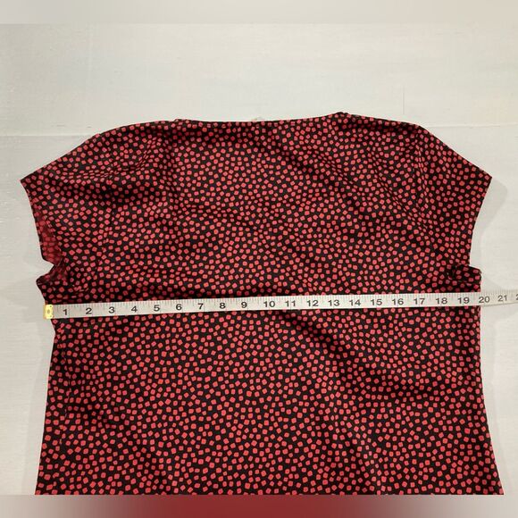 Coldwater Creek Blouse Women’s M Red Satin Ruffle V-Neck Casual Dressy Top - Picture 6 of 7